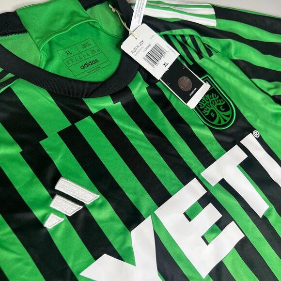 New Adidas Austin FC Home Jersey Green Black Stripes YETI Size XL Slim HI1835 - Picture 8 of 8